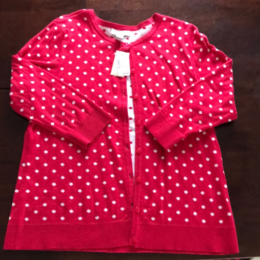 Red and White Polka Dot Cardigan